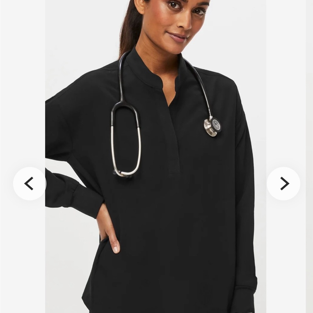 Figs Black Button Down Shirt for Women